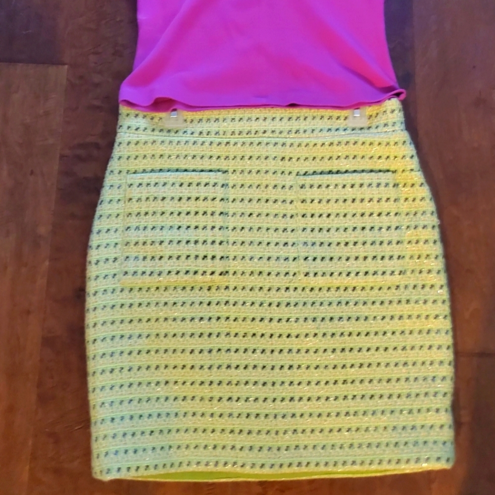 J. Crew Yellow Tweed Pencil Skirt